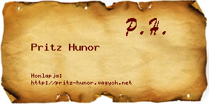 Pritz Hunor névjegykártya